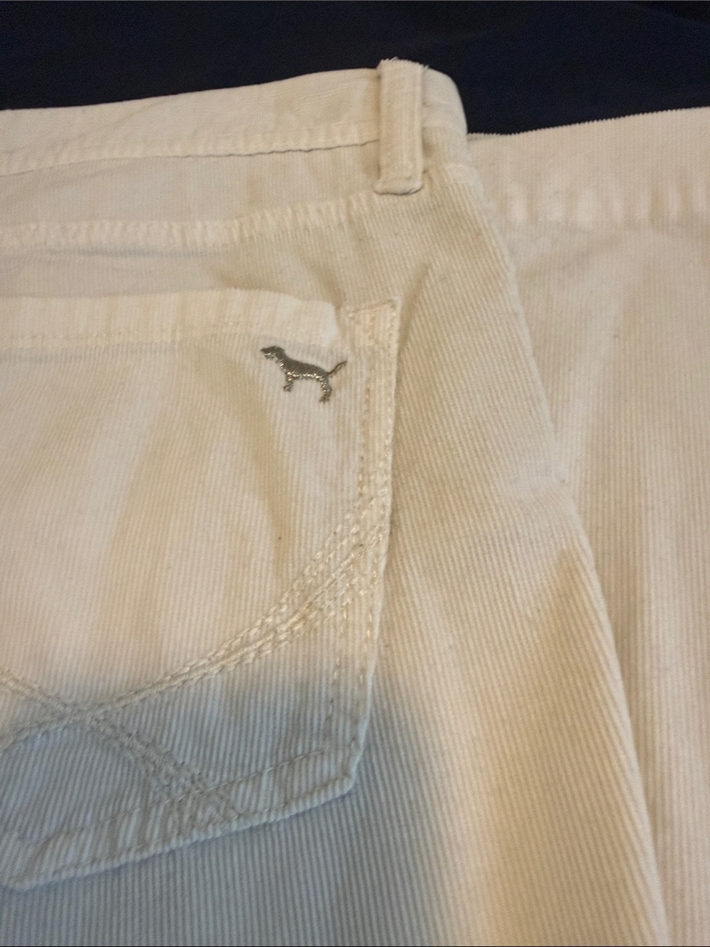 PINK Victoria's Secret Cream Corduroy Pants with Pink Logo - Picture 5 of 5
